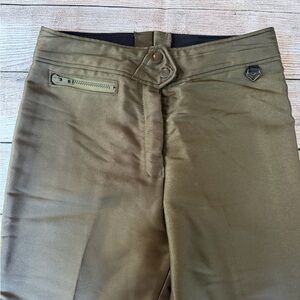 Vintage Obermeyer Olive Green Metallic Gold Stirrup Ski Pants Women’s Size 10 M